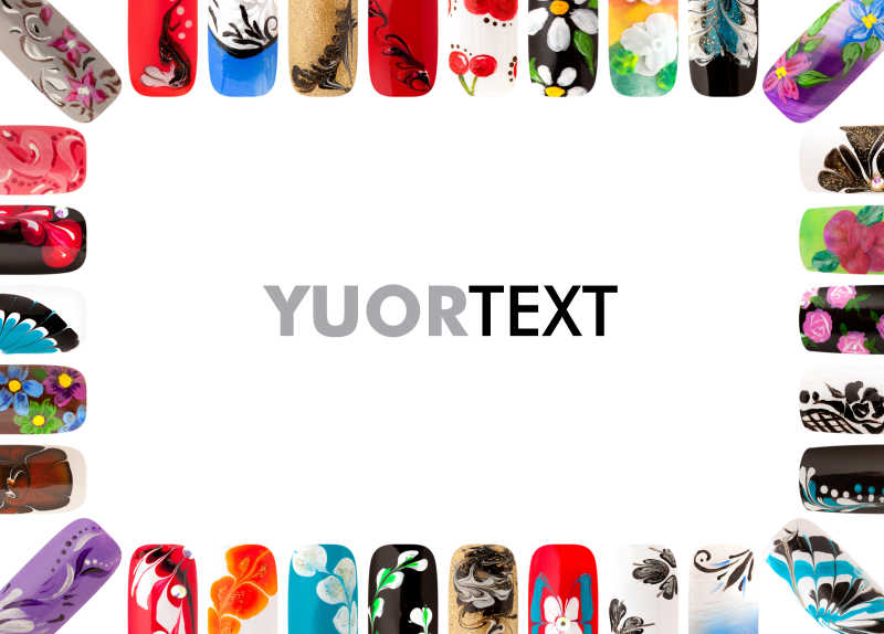 围成一圈的艺术手工美甲