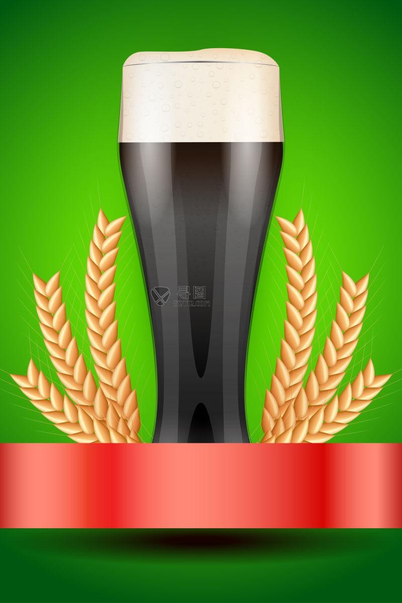 简约绿色背景啤酒海报