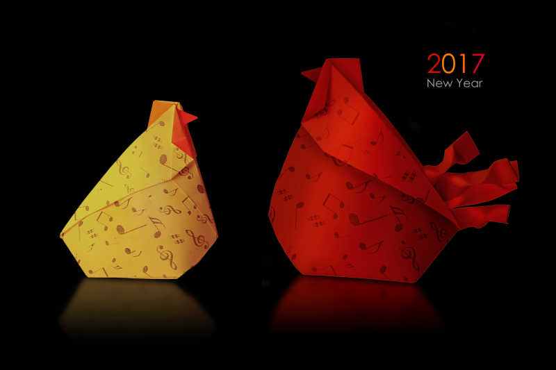 折纸母鸡和公鸡