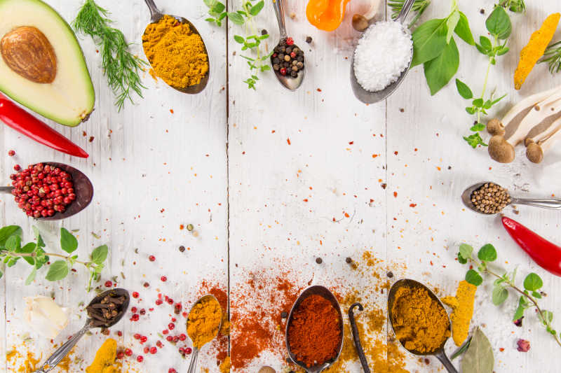 各种各样食物与香料