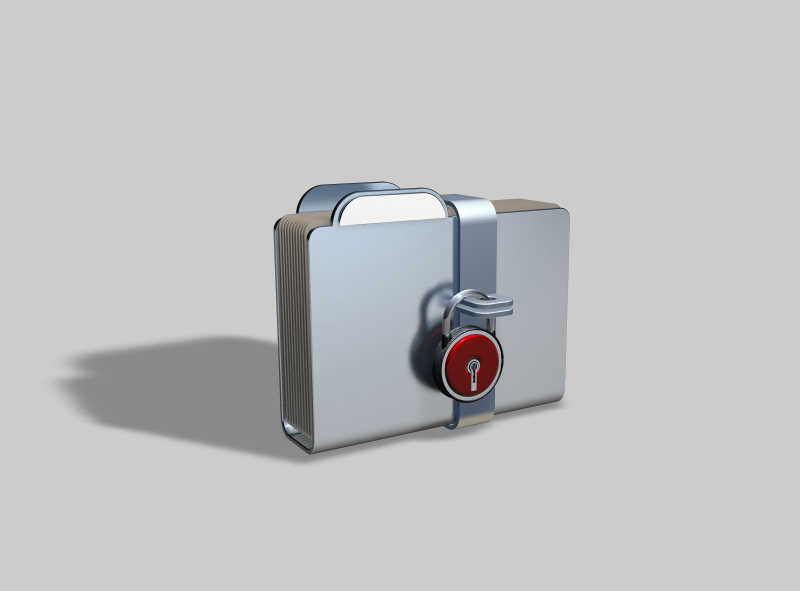 银色带锁的金属PC文件夹