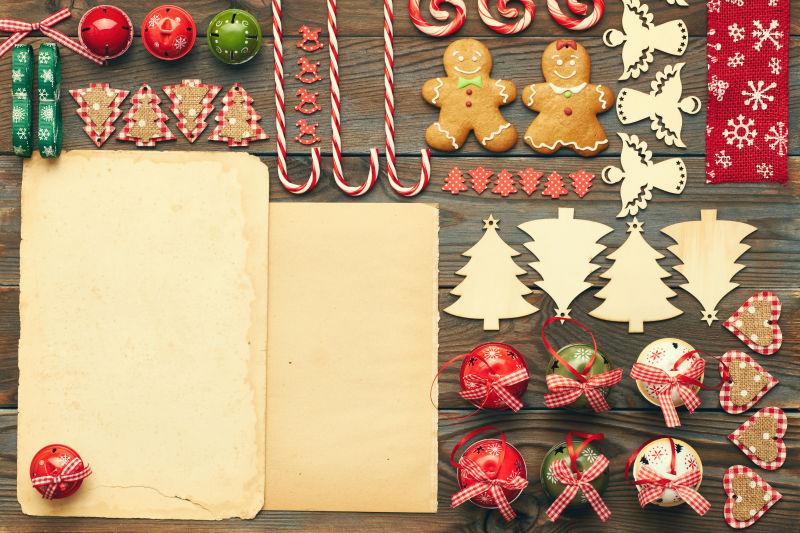 圣诞家装饰品在桌子上