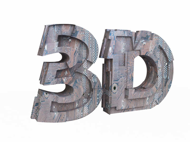 白色背景上立体的3D字母