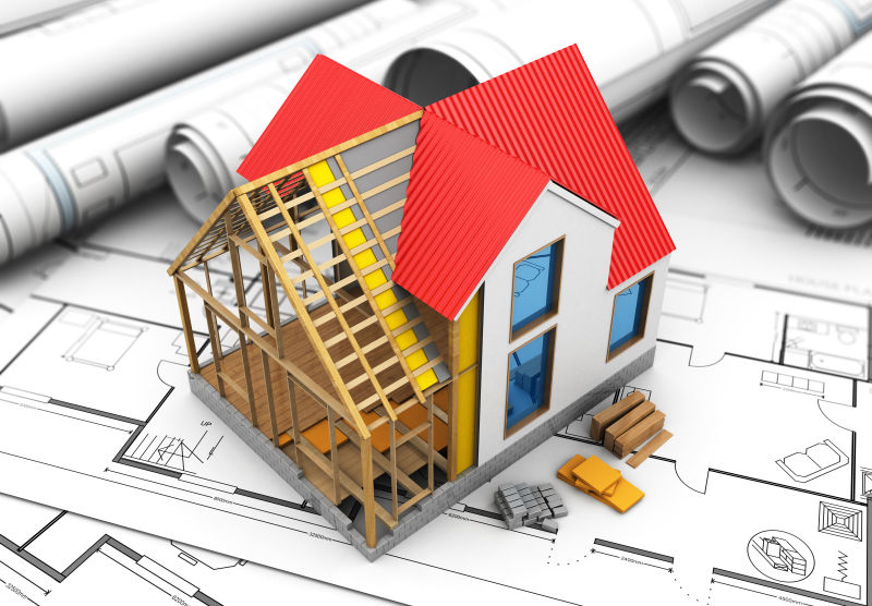 设计稿上的房屋建筑模型