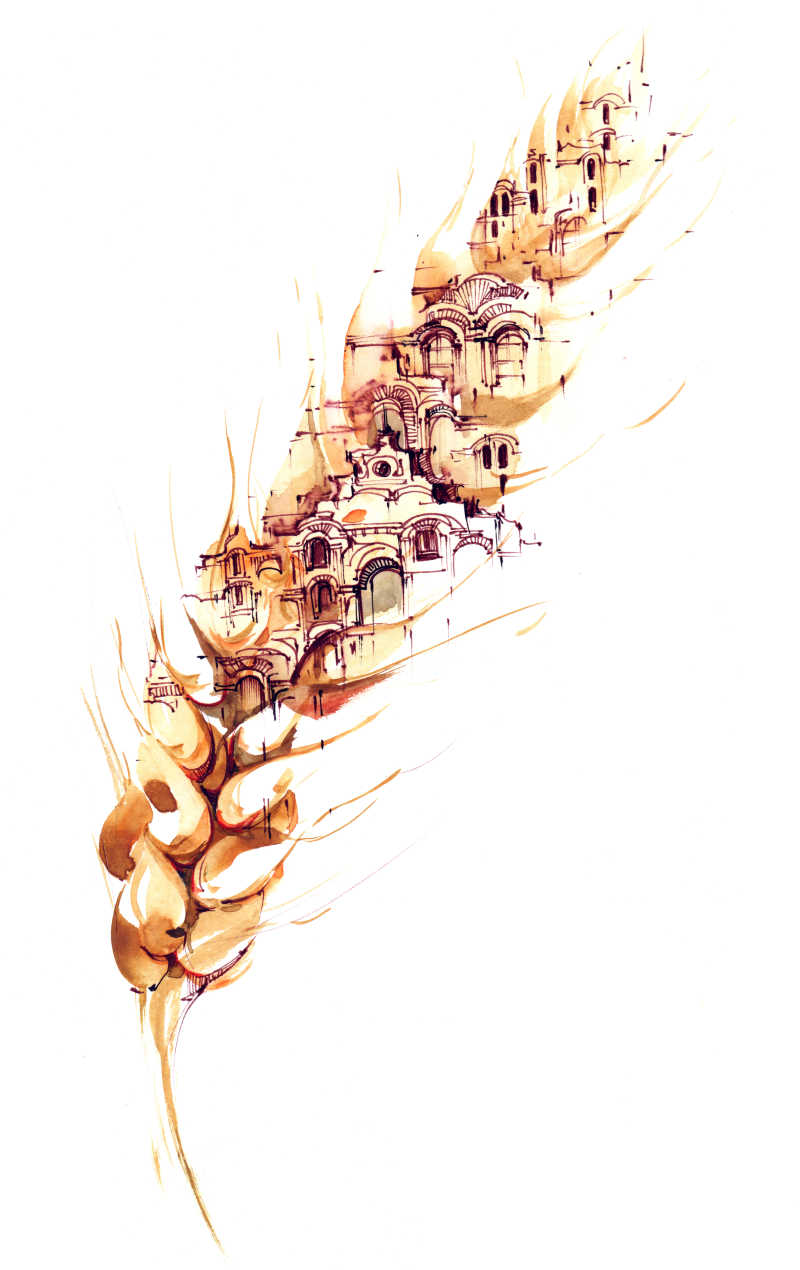 创意彩绘建筑插画