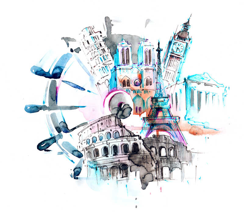 美丽的创意水彩插画