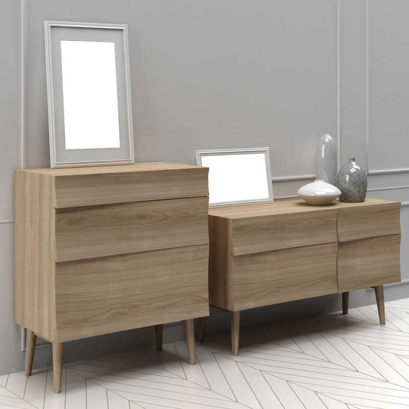 有框架和花瓶的抽屉柜