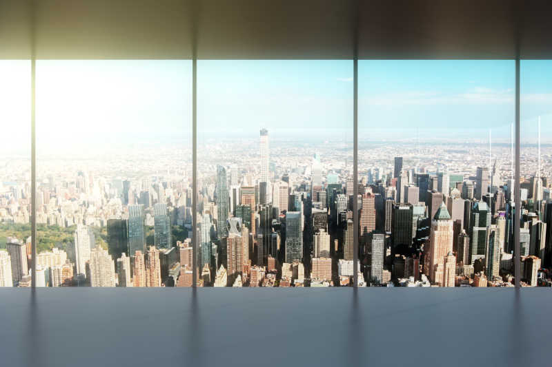 美丽的高楼室内落地窗