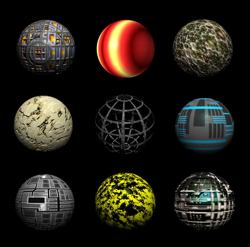 黑色背景上材质球