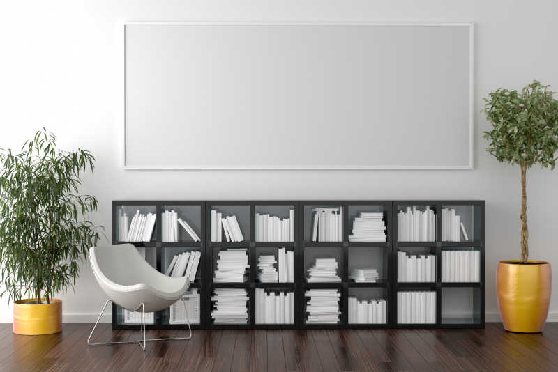 书房墙上的空白画框