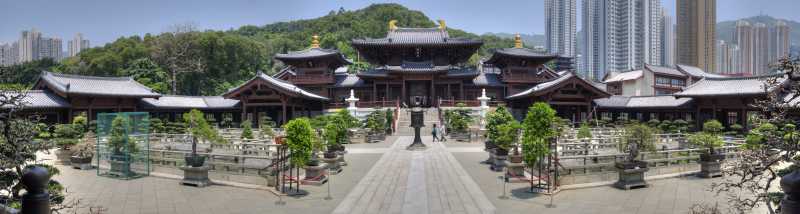 香港美丽的HK赤林庵模糊的全景