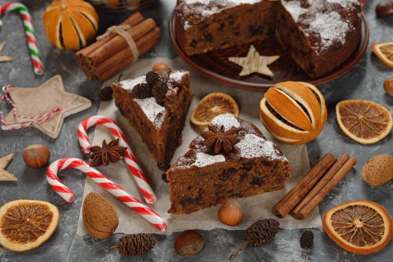 圣诞节的水果蛋糕