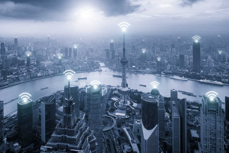 现代城市的WiFi连接显示
