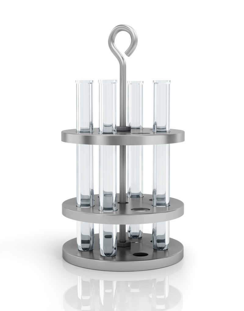 白色背景前空白试管