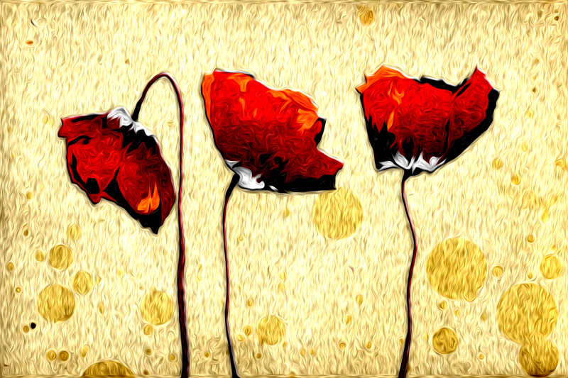 三朵花朵油画