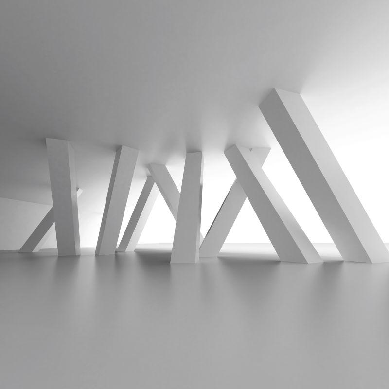 白色抽象的3d建筑