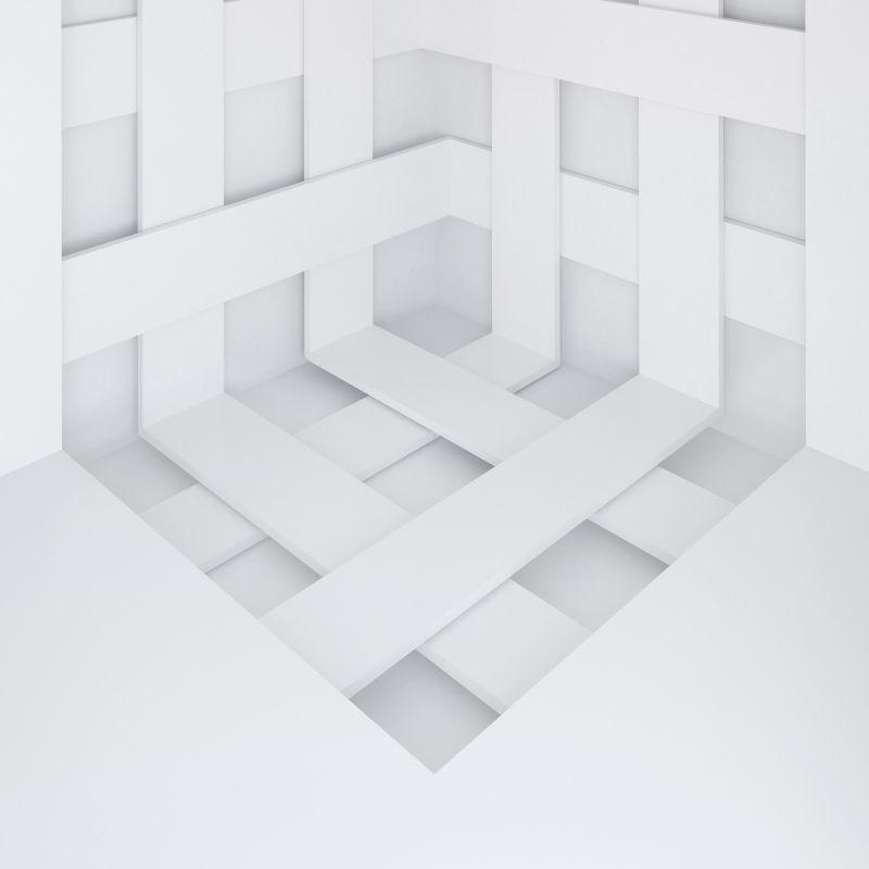 白色的3d抽象建筑