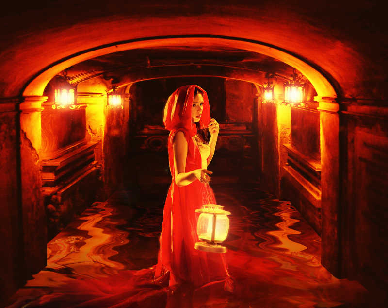 提着灯笼的美女