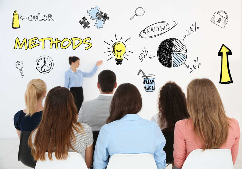 美女在给职工进行商务培训