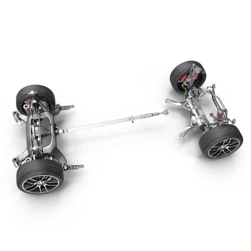 在白色背景上的汽车底盘