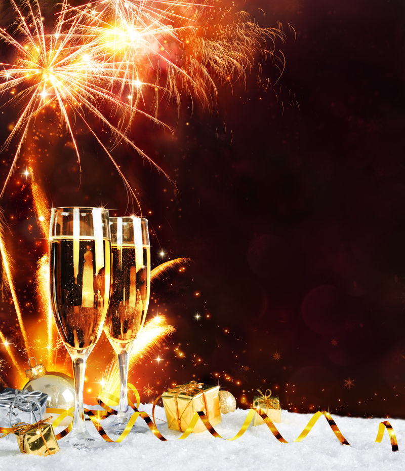 庆祝过年的香槟酒