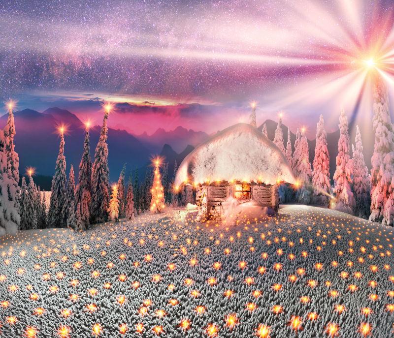 寒冷的天空从过热的炉火火下的废弃的小屋