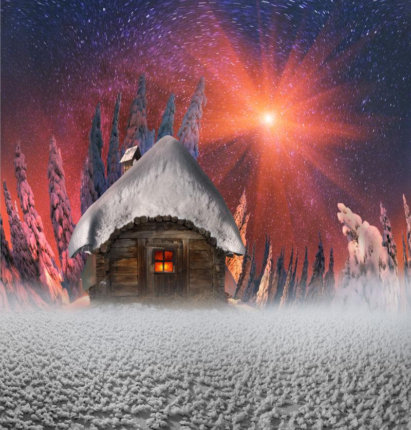 喀尔巴阡山脉上的一个舒适的小房子