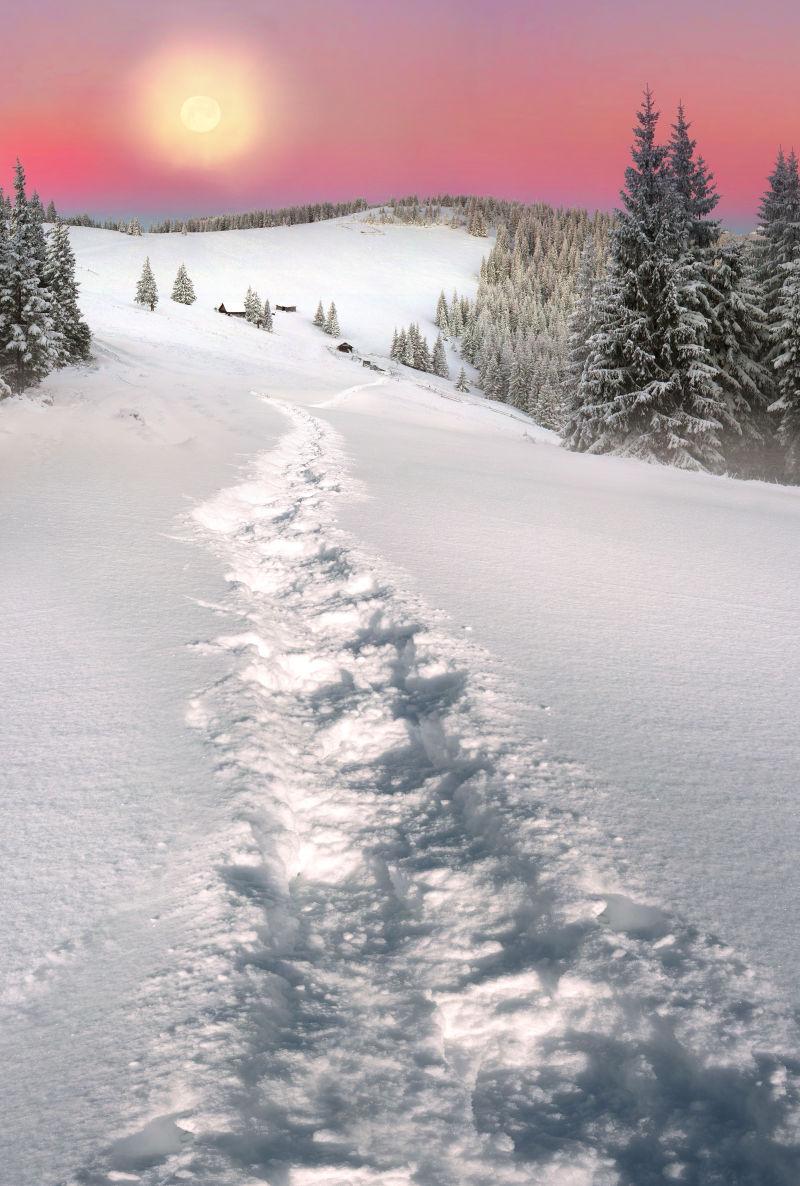 喀尔巴阡山脉的雪地