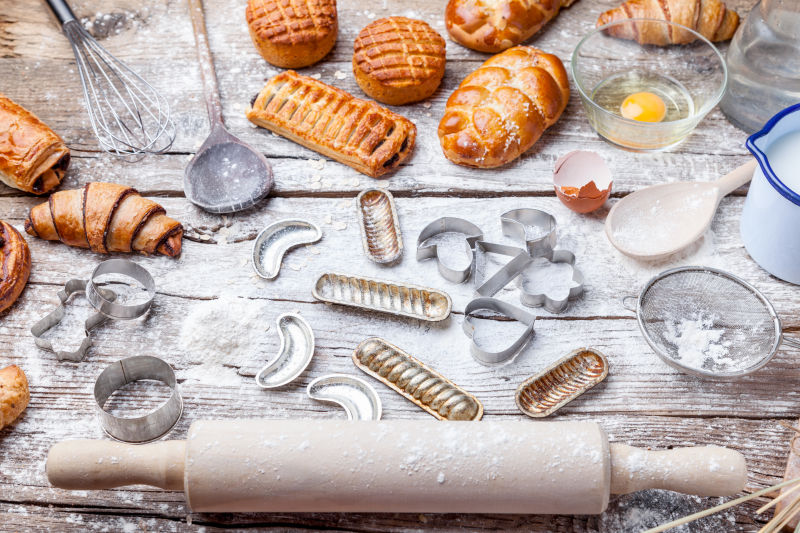 美味节日烘焙背景配料及用具