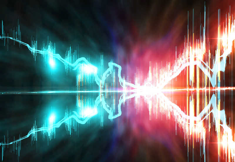 彩色的霓虹灯声波3D抽象背景