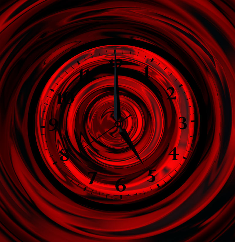 暗红色的抽象时钟