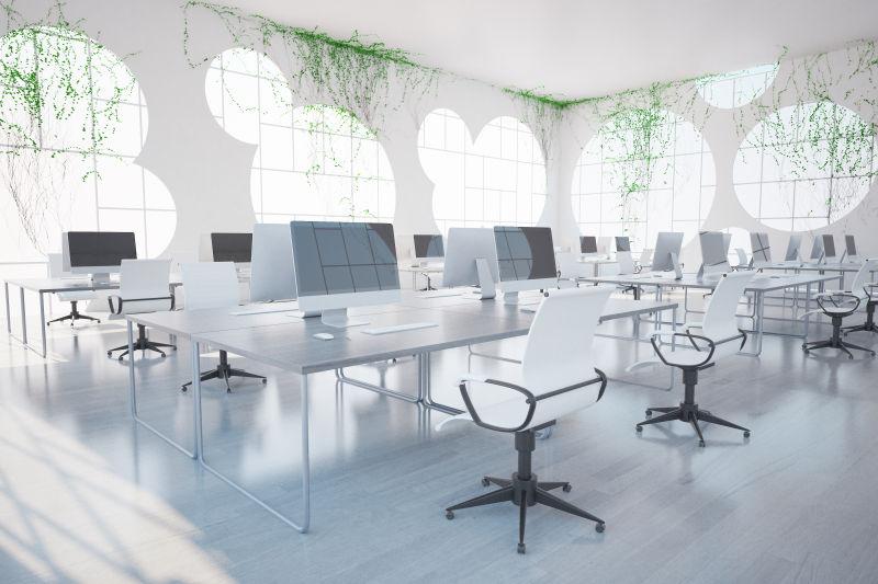 明亮的白色会议室