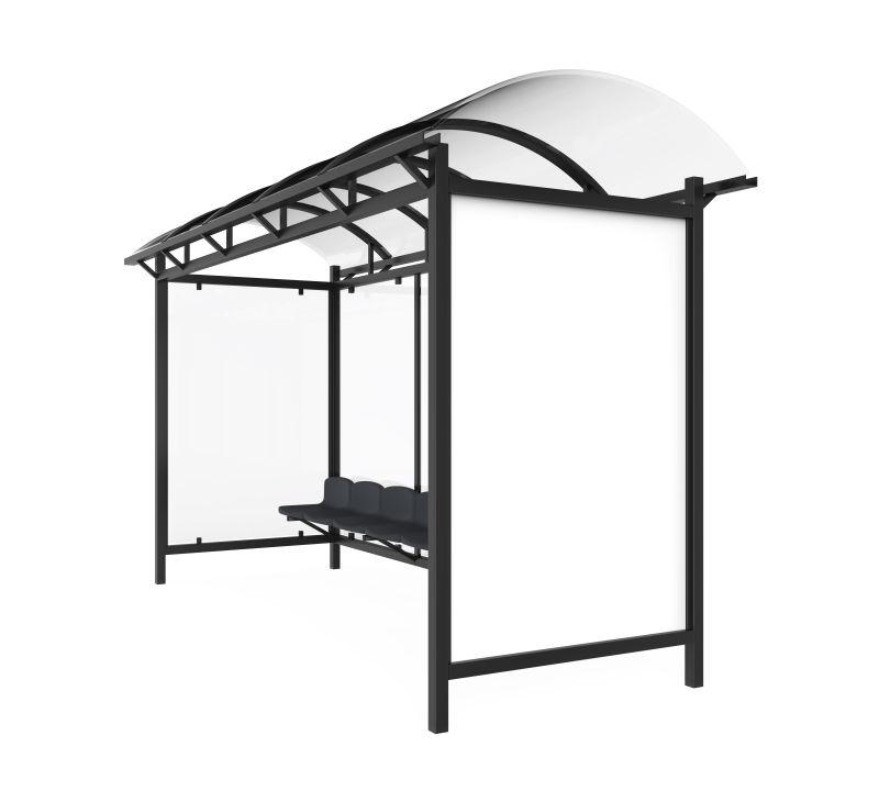 白色背景上的公交车站的空白广告牌模型