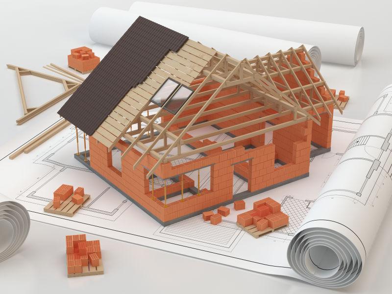 图纸上的房子模型