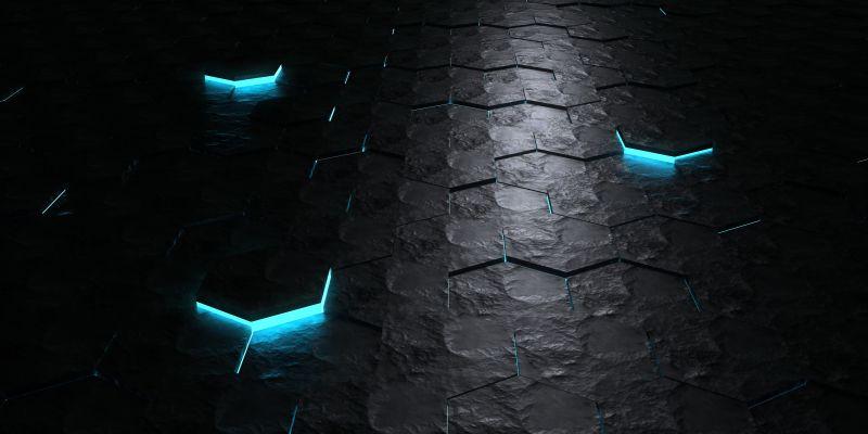 黑色背景下的六边形几何图案