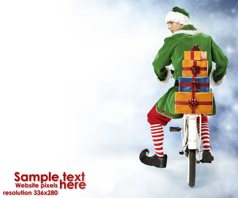 穿着绿色衣的圣诞老人