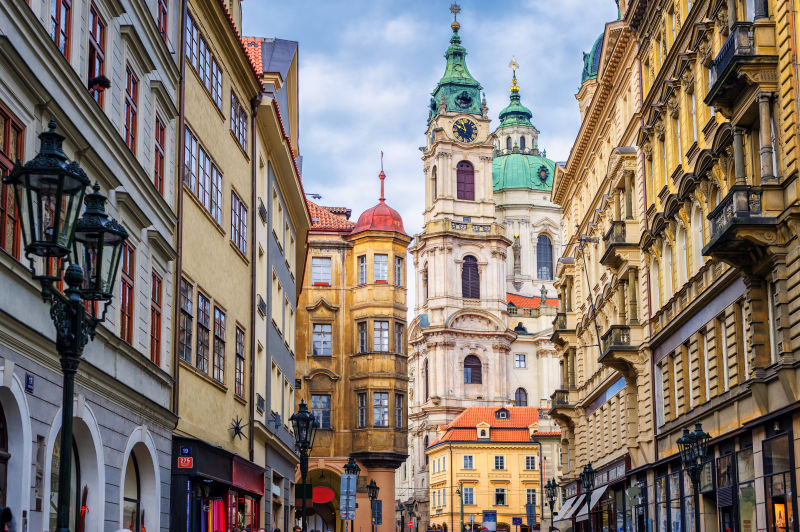 捷克共和国布拉格市中心的巴洛克历史建筑