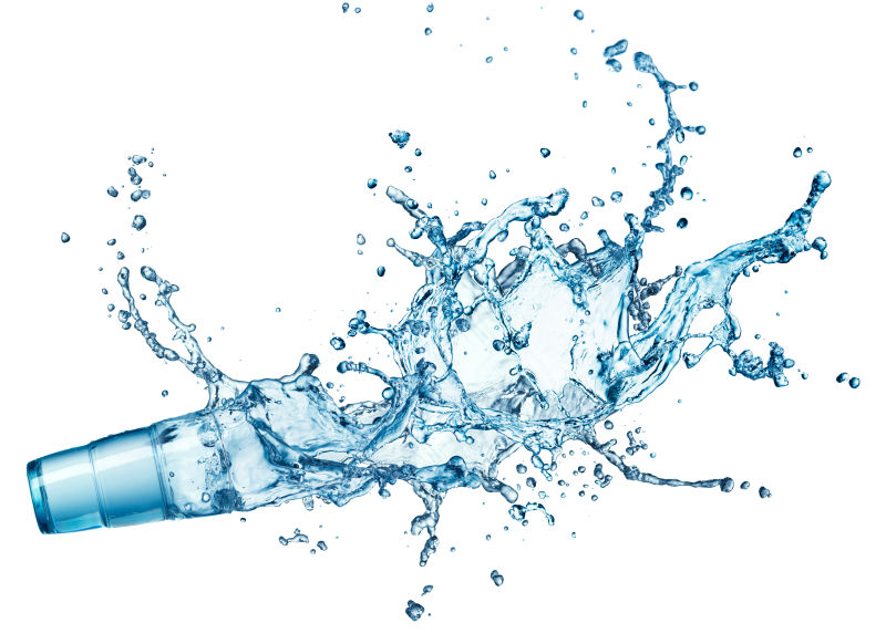 白色背景中飞溅的水