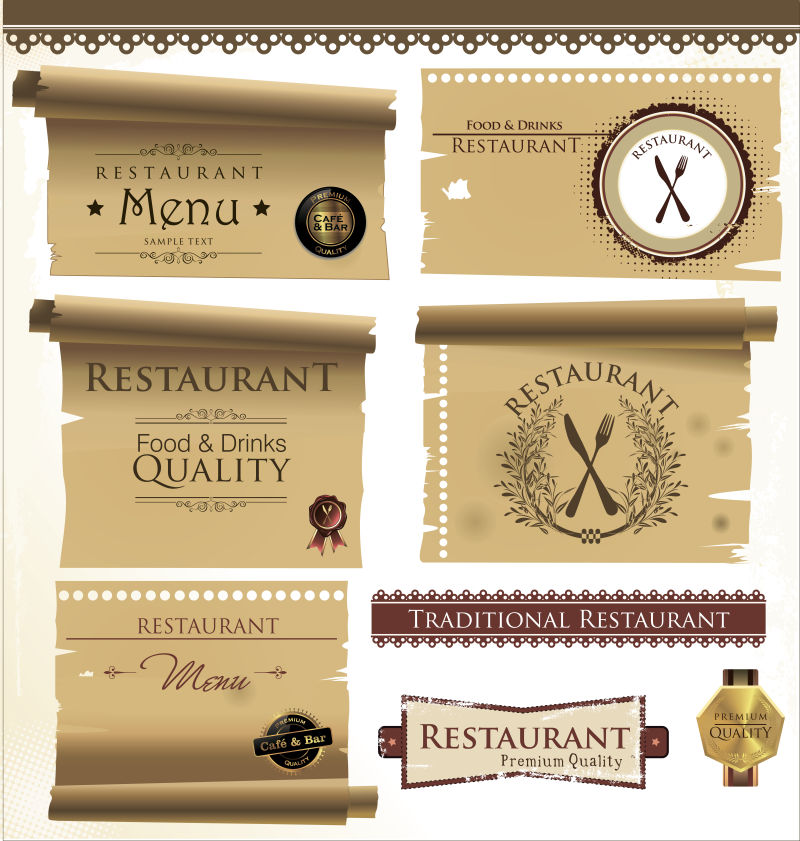 创意仿旧的菜单设计矢量模板