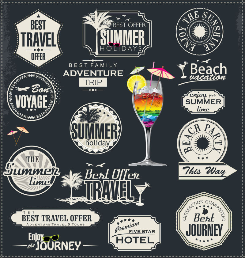 夏季旅游推荐插画