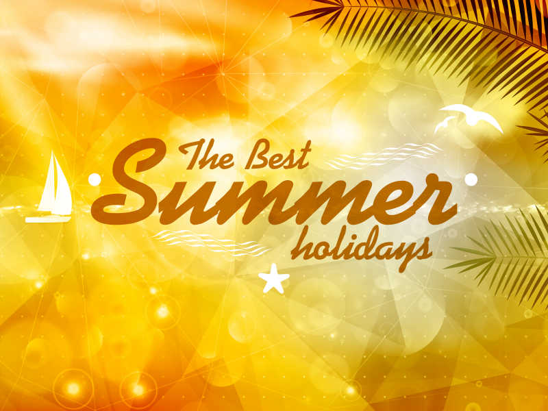 抽象海滨景观矢量海报模板设计