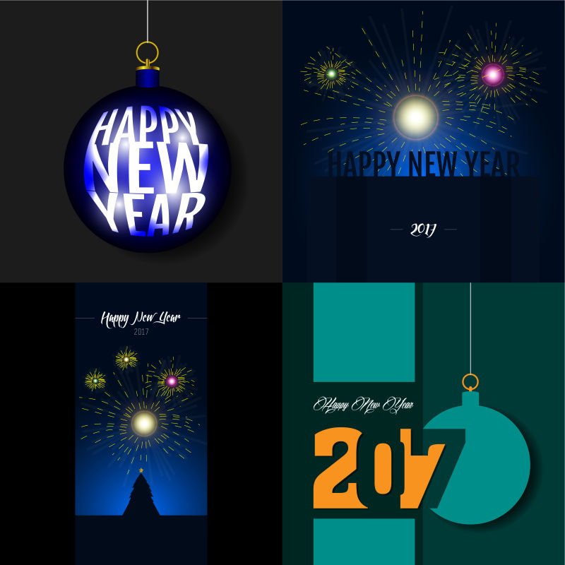 矢量新年快乐模板设计元素