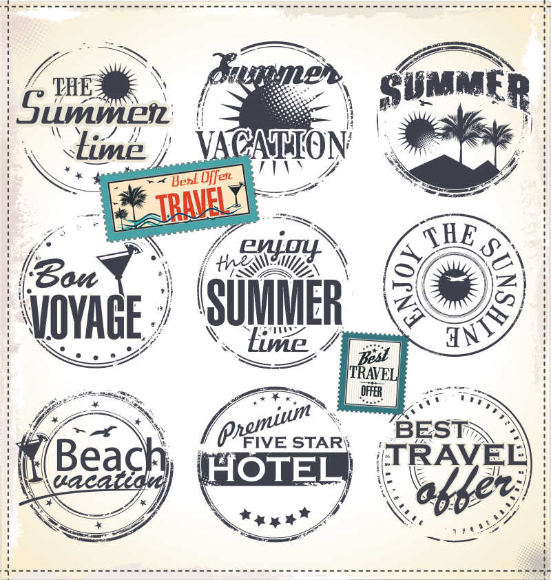 矢量的橡皮图章插画