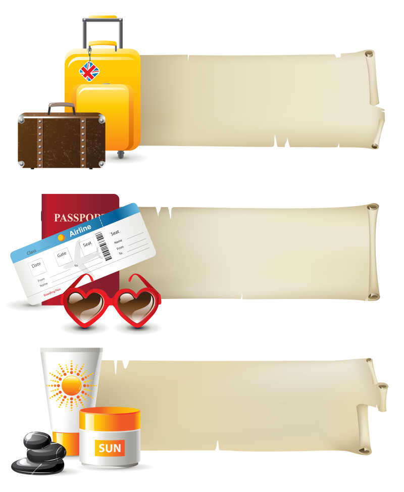 夏日度假主题横幅矢量模板