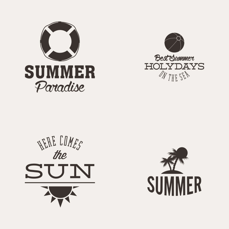白色背景上的矢量创意夏日标签设计