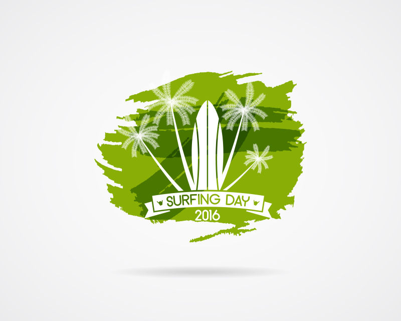 绿色的创意冲浪概念的矢量标志设计