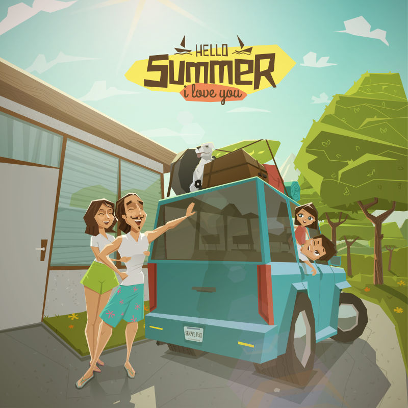 矢量旅游主题卡通插画