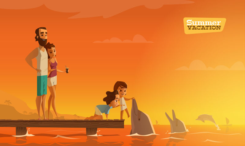 夏日旅游主题矢量卡通插画