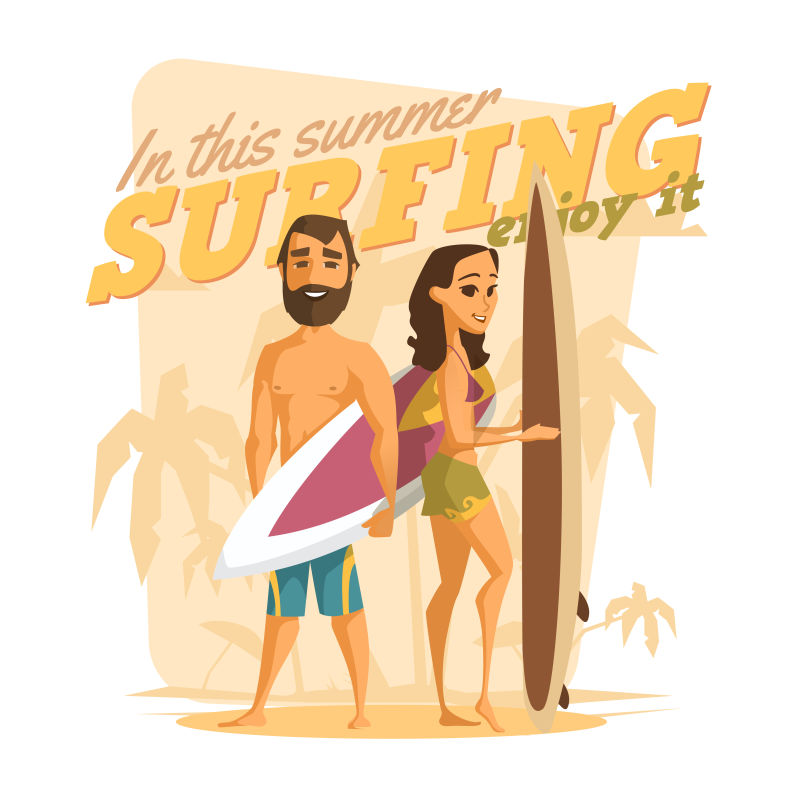 暑假外出旅行的家人矢量卡通插画