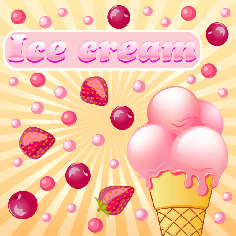 矢量水果冰淇淋背景